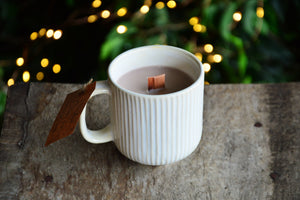 Hazelnut Cappucino | White Stiped Ceramic Mug