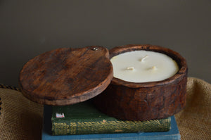 Rotating Whittled Wooden Container | Old Books