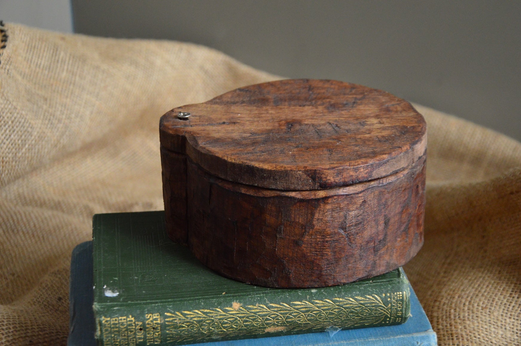 Rotating Whittled Wooden Container | Oak Room