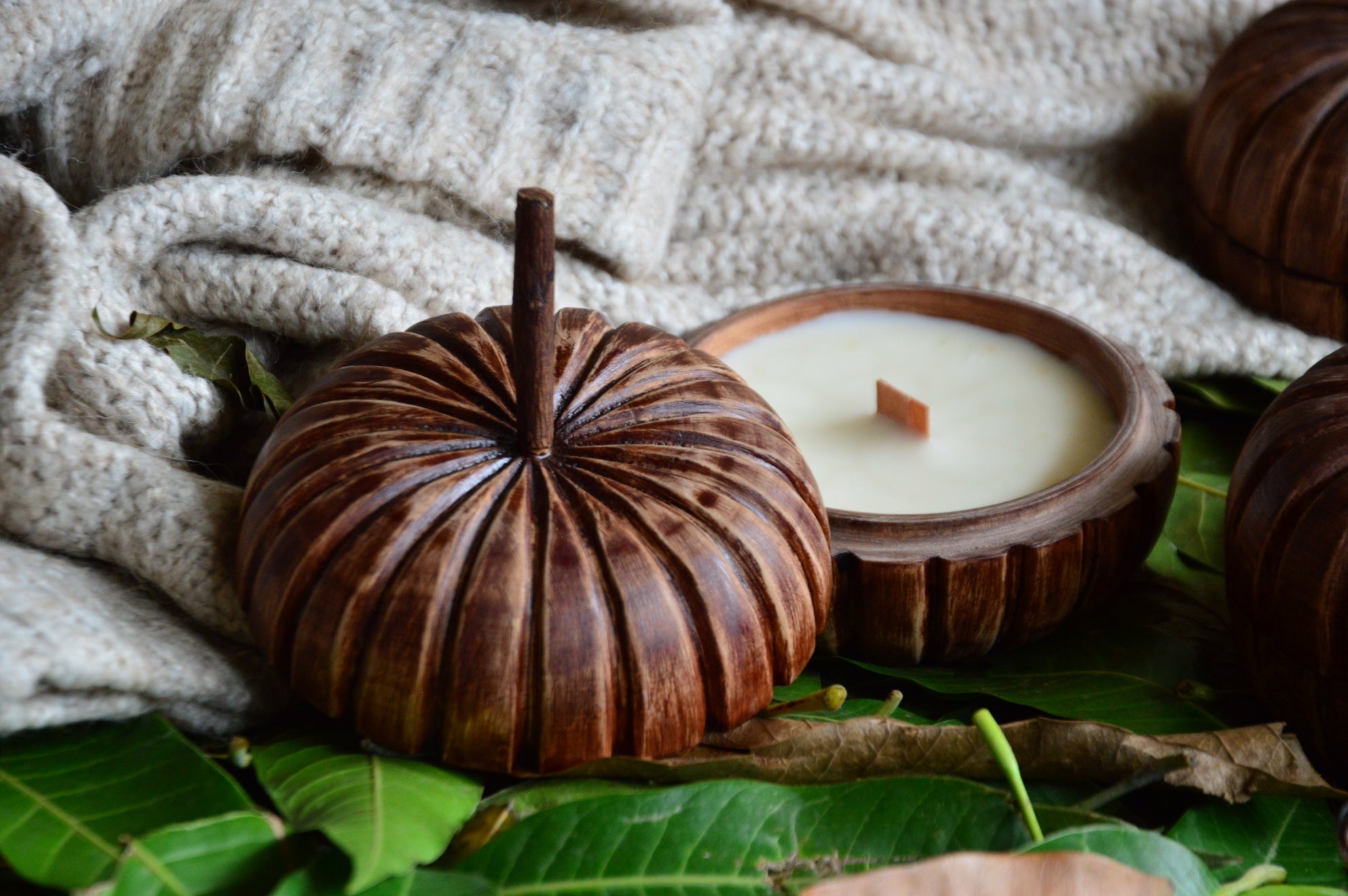 Rustic Wooden Pumpkin Candle | Days of Autumn