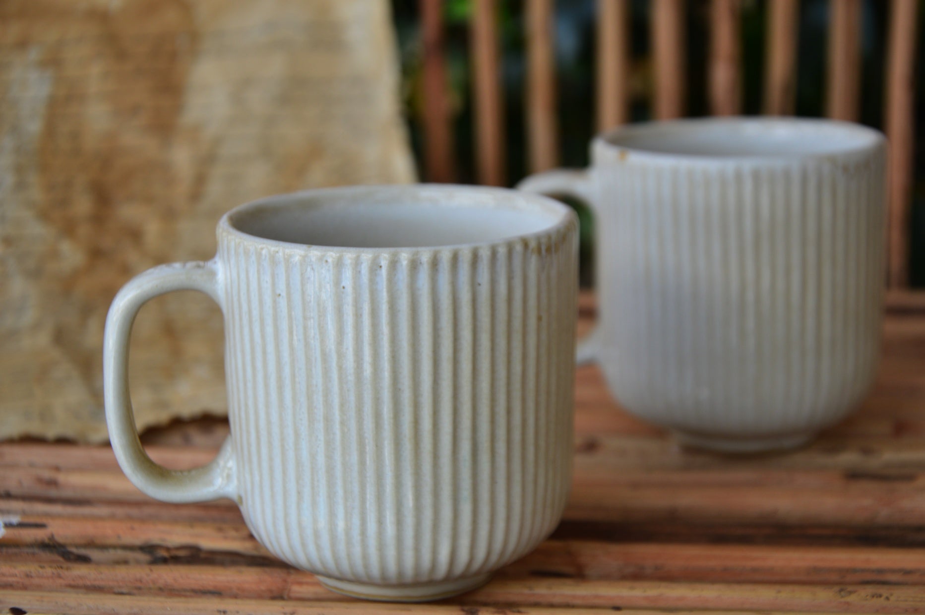 White Striped Ceramic Cup