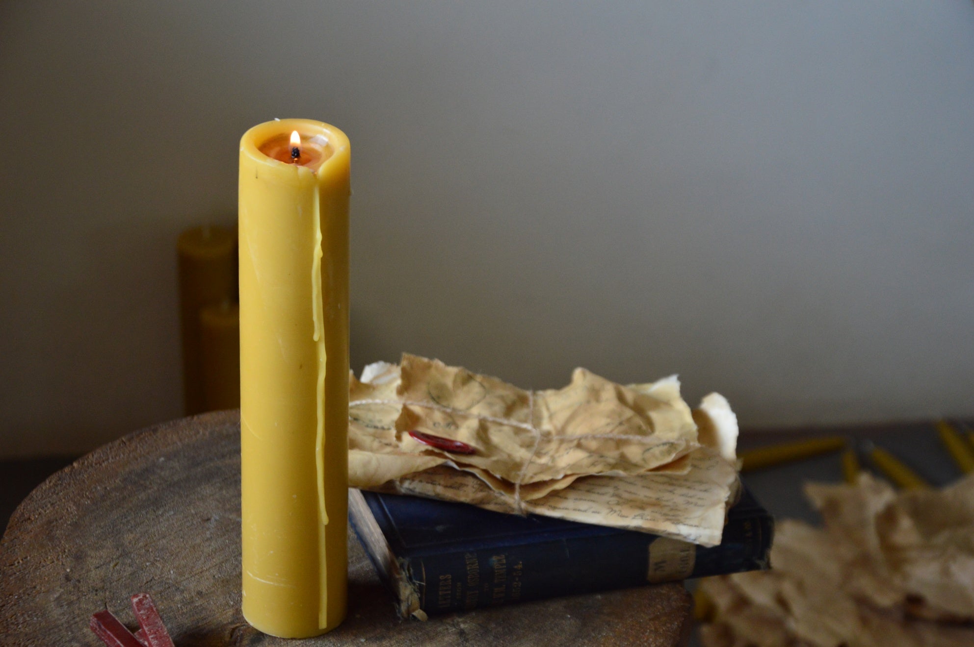 Beeswax pillar candles