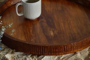 Preorder Textured Round Wooden Serving Tray