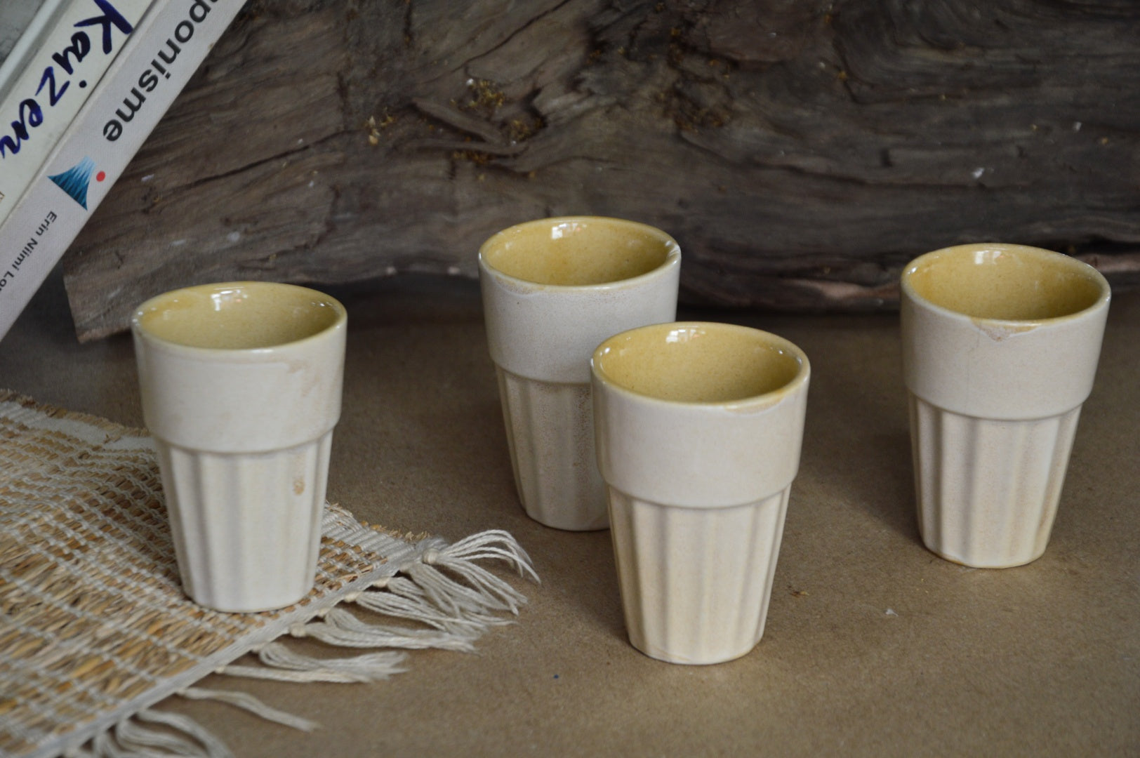 White Ceramic Cutting Chai Cups | Set of 4
