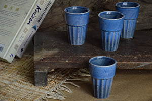 Blue Ceramic Cutting Chai Cups | Set of 4