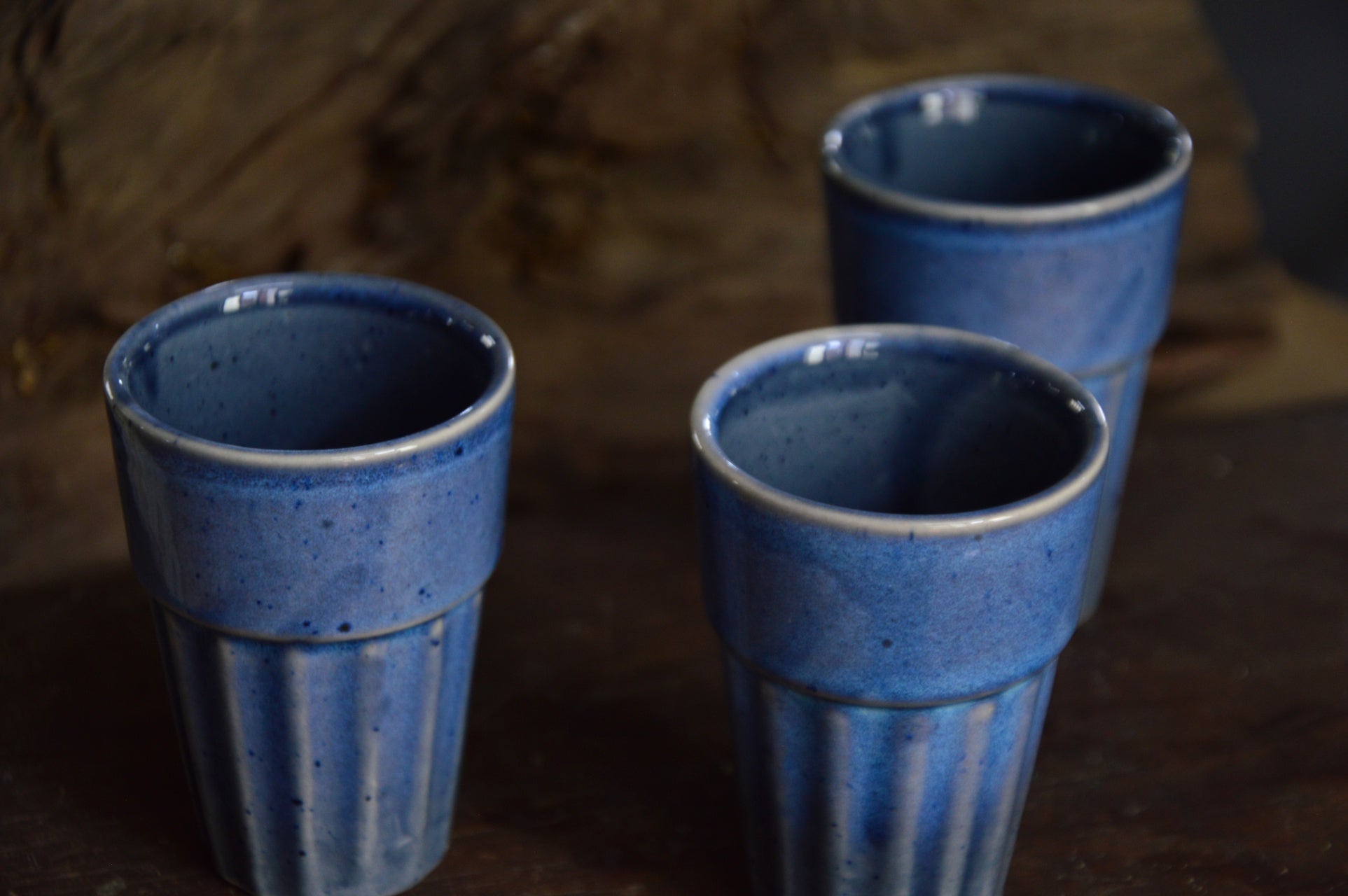 Blue Ceramic Cutting Chai Cups | Set of 4