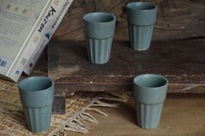 Dark Green Ceramic Cutting Chai Cups | Set of 4