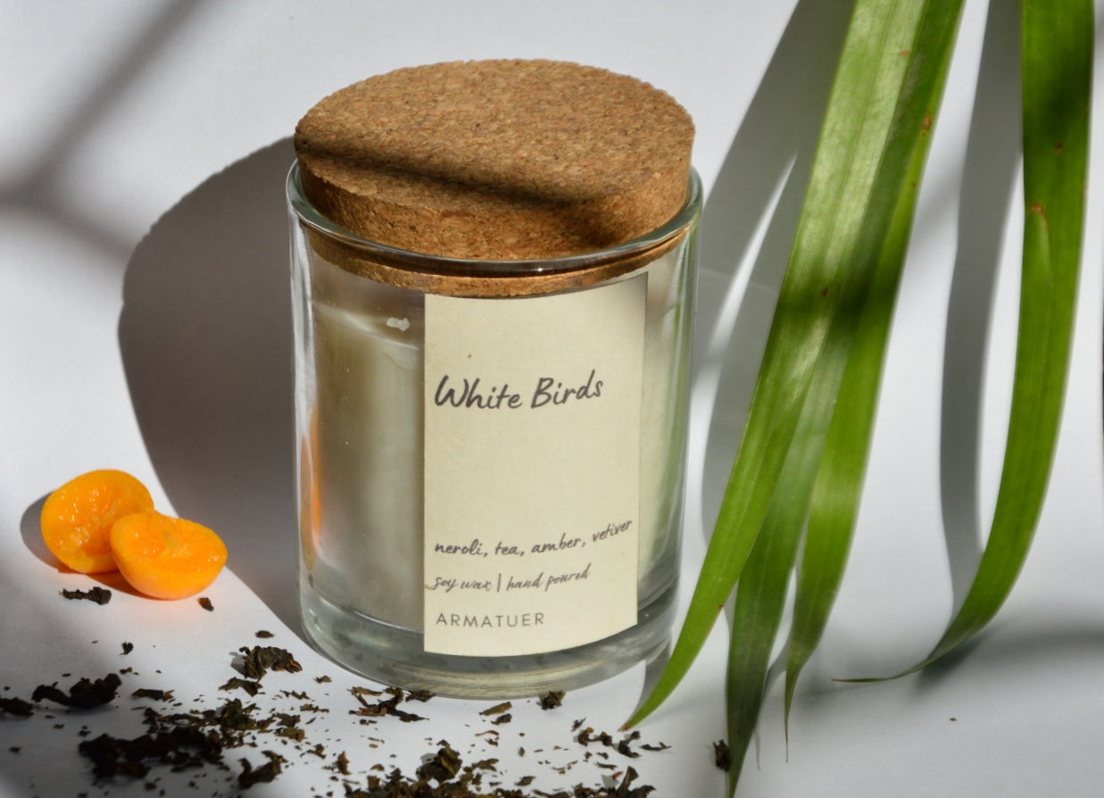 White Birds | Cork Jar Wood Wick Candle