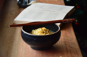 Ramen Bowl with Wooden Chopsticks | Matte Black