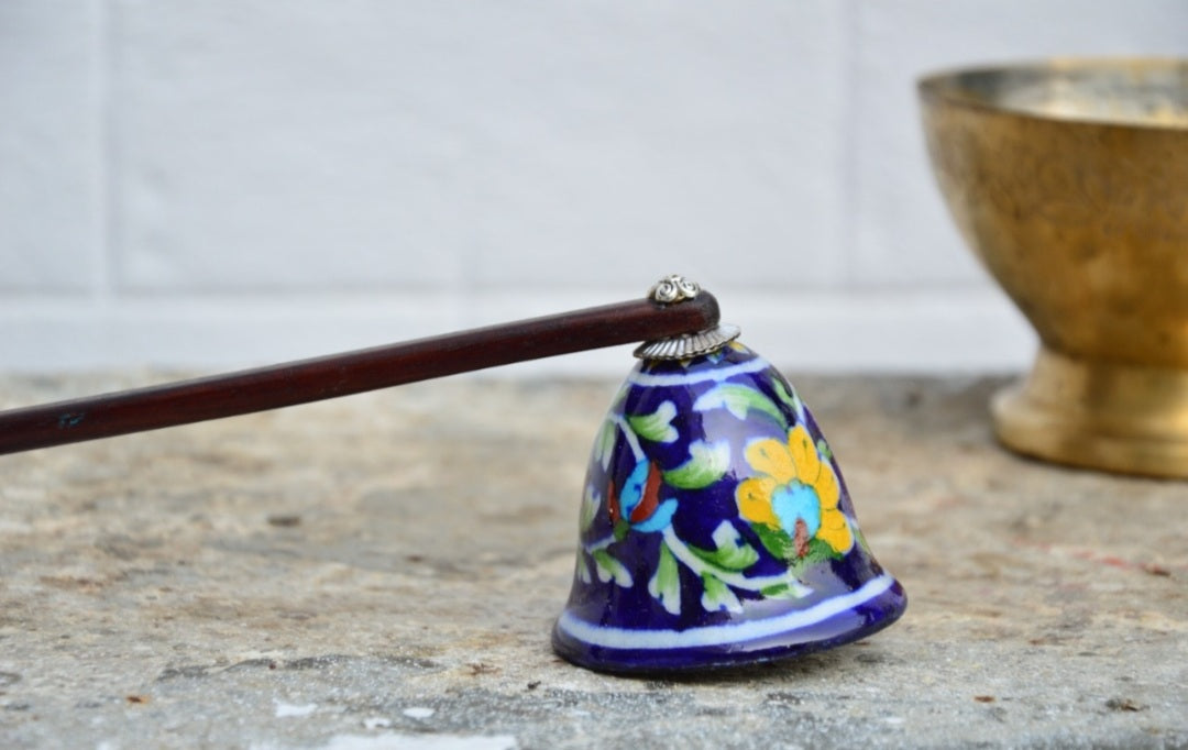 Floral Blue Ceramic Snuffer