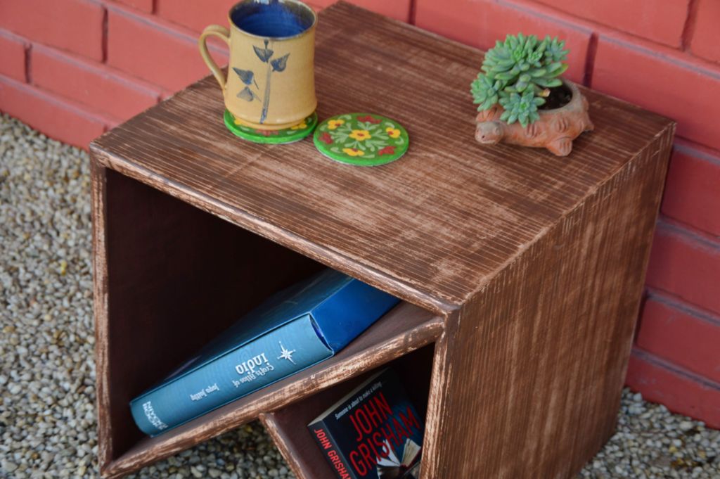 Side Table | Vintage Brown White