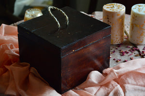 Gardens of India Wooden Gift Box with Rose & Mogra Shimmer Soy Pillars