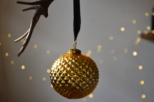 Pine Gold Glass Christmas Ornament | Large