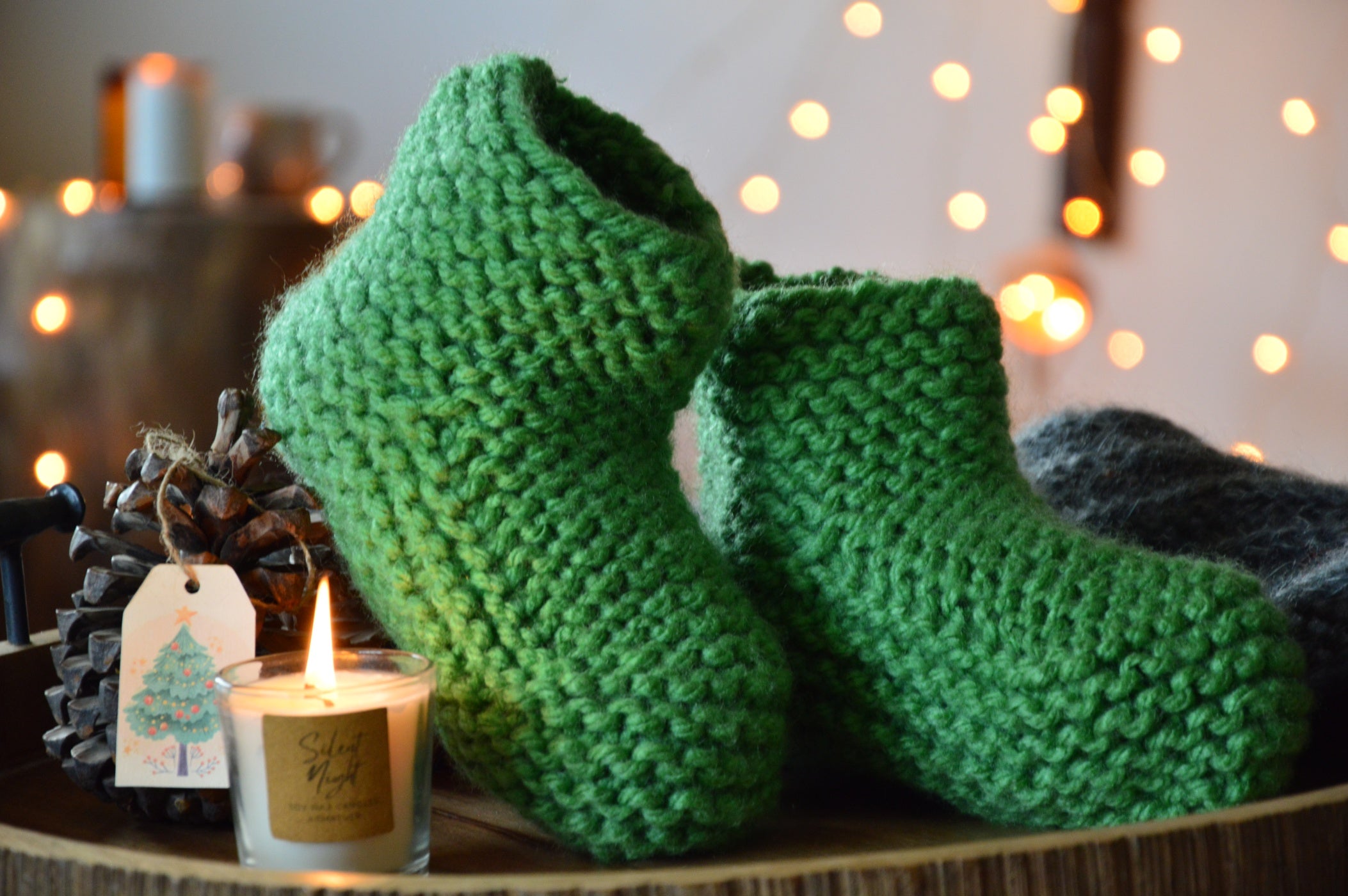 Pastel Green Booties & Bed Socks | Woven Stories