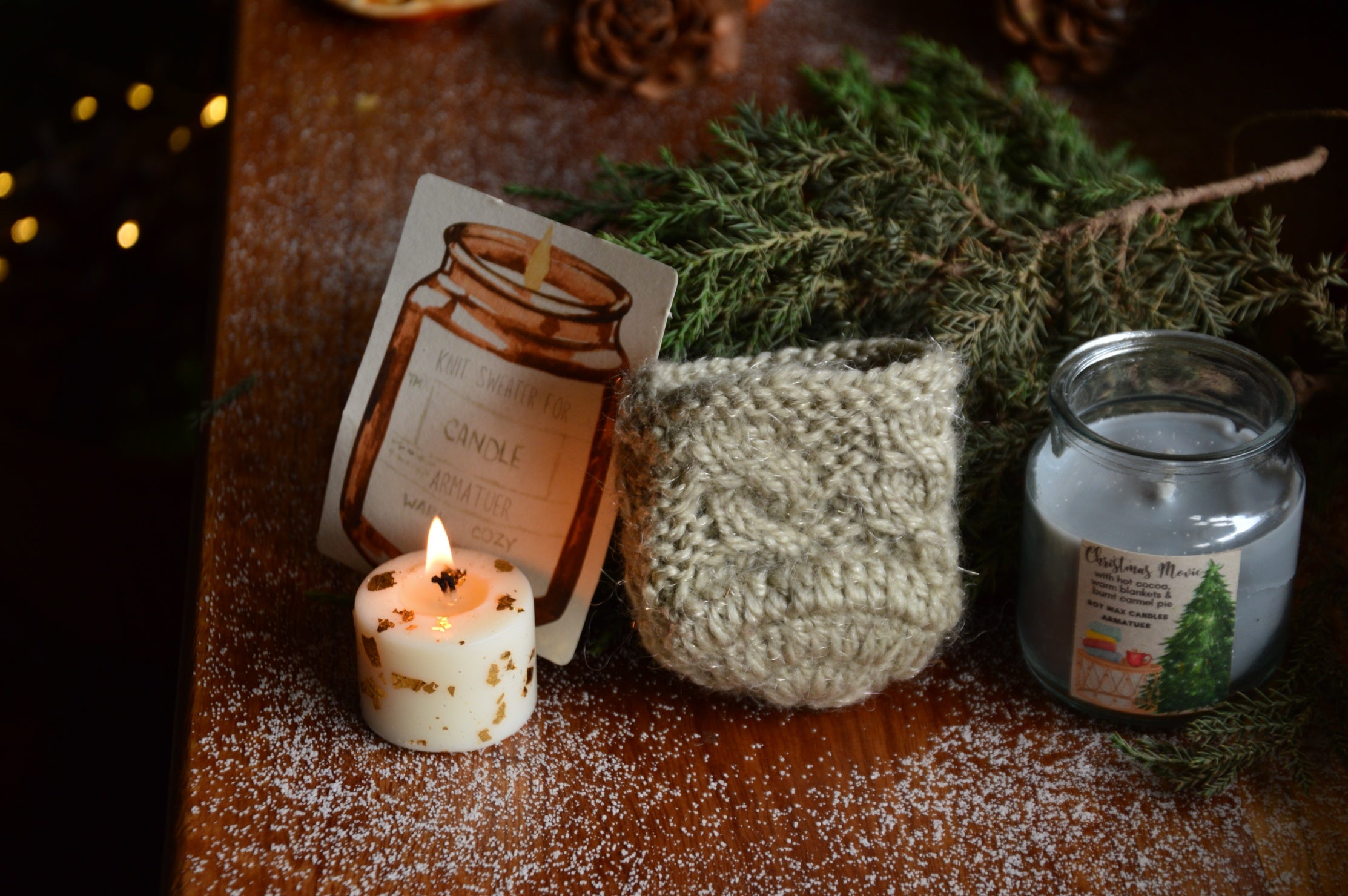 Sweater for Candles | Grey Cable