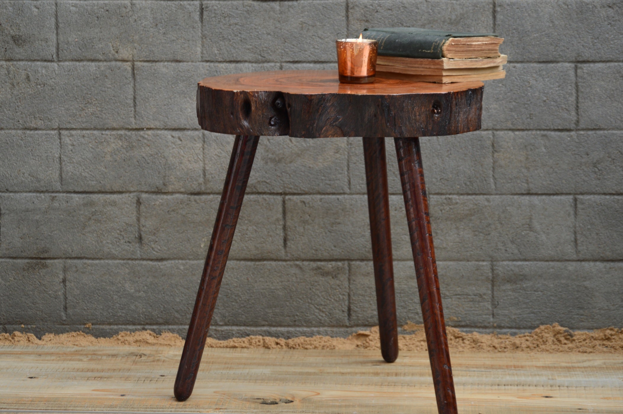 Rustic Log Corner Table
