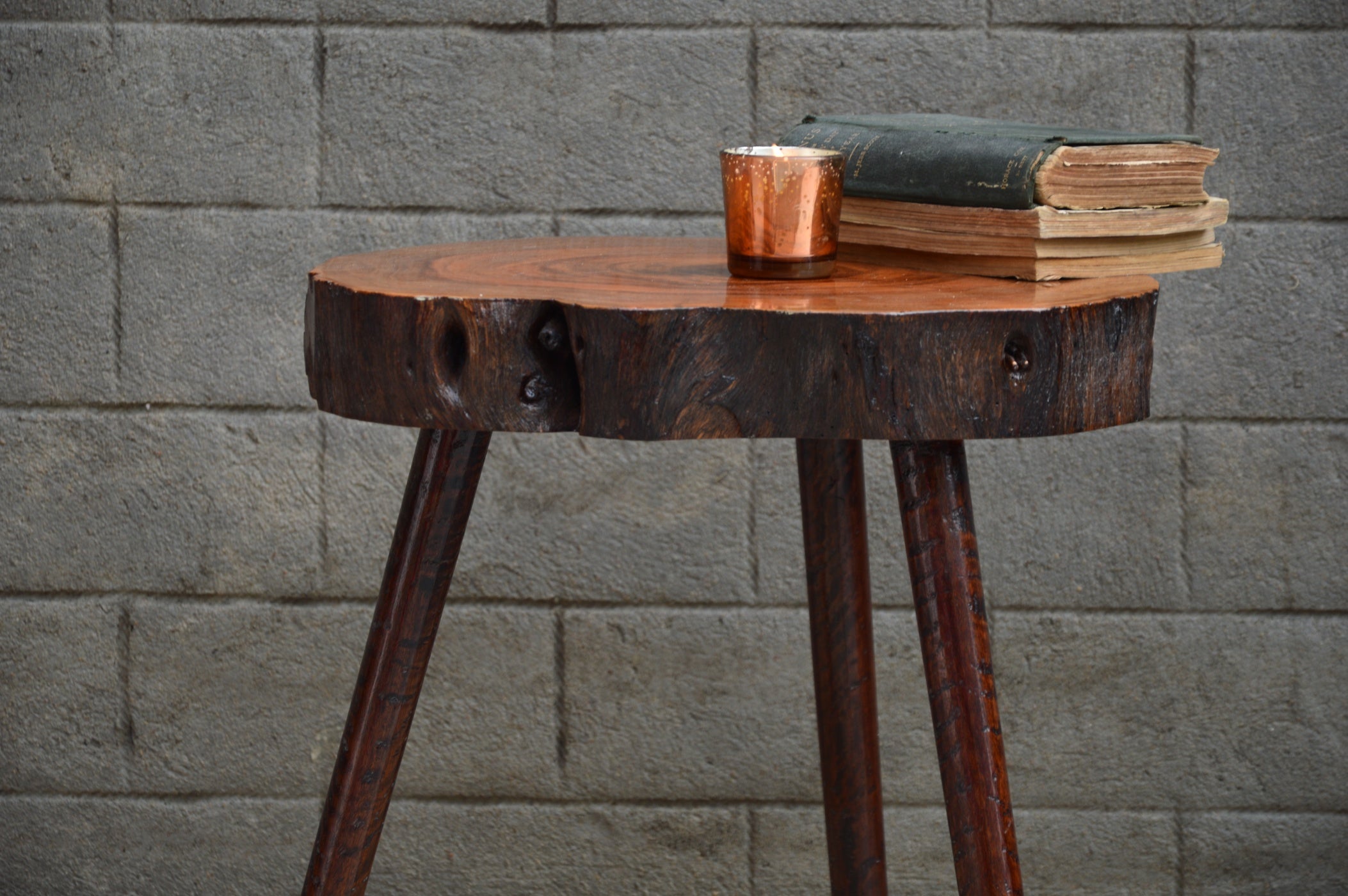 Rustic Log Corner Table