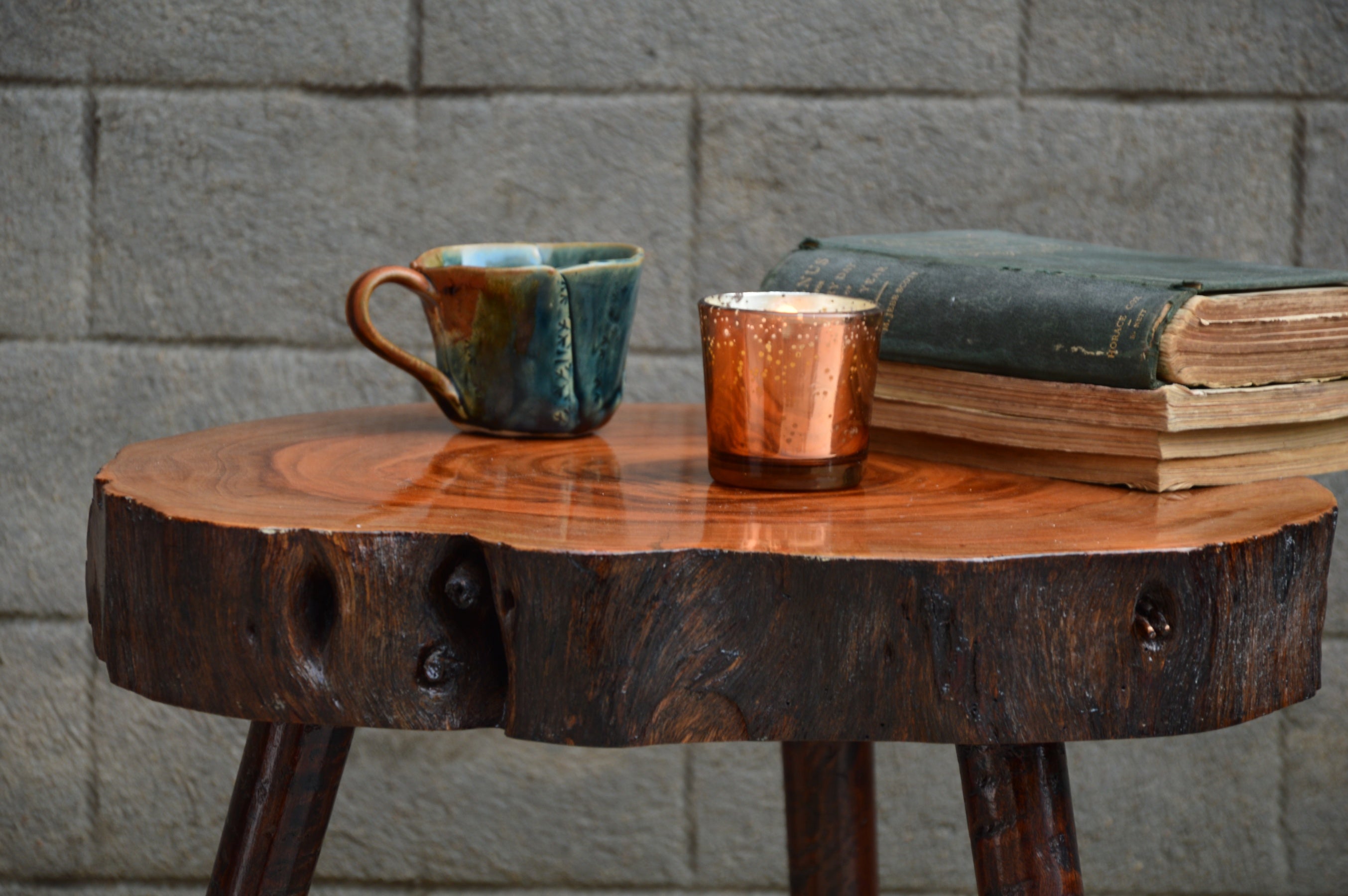 Rustic Log Corner Table