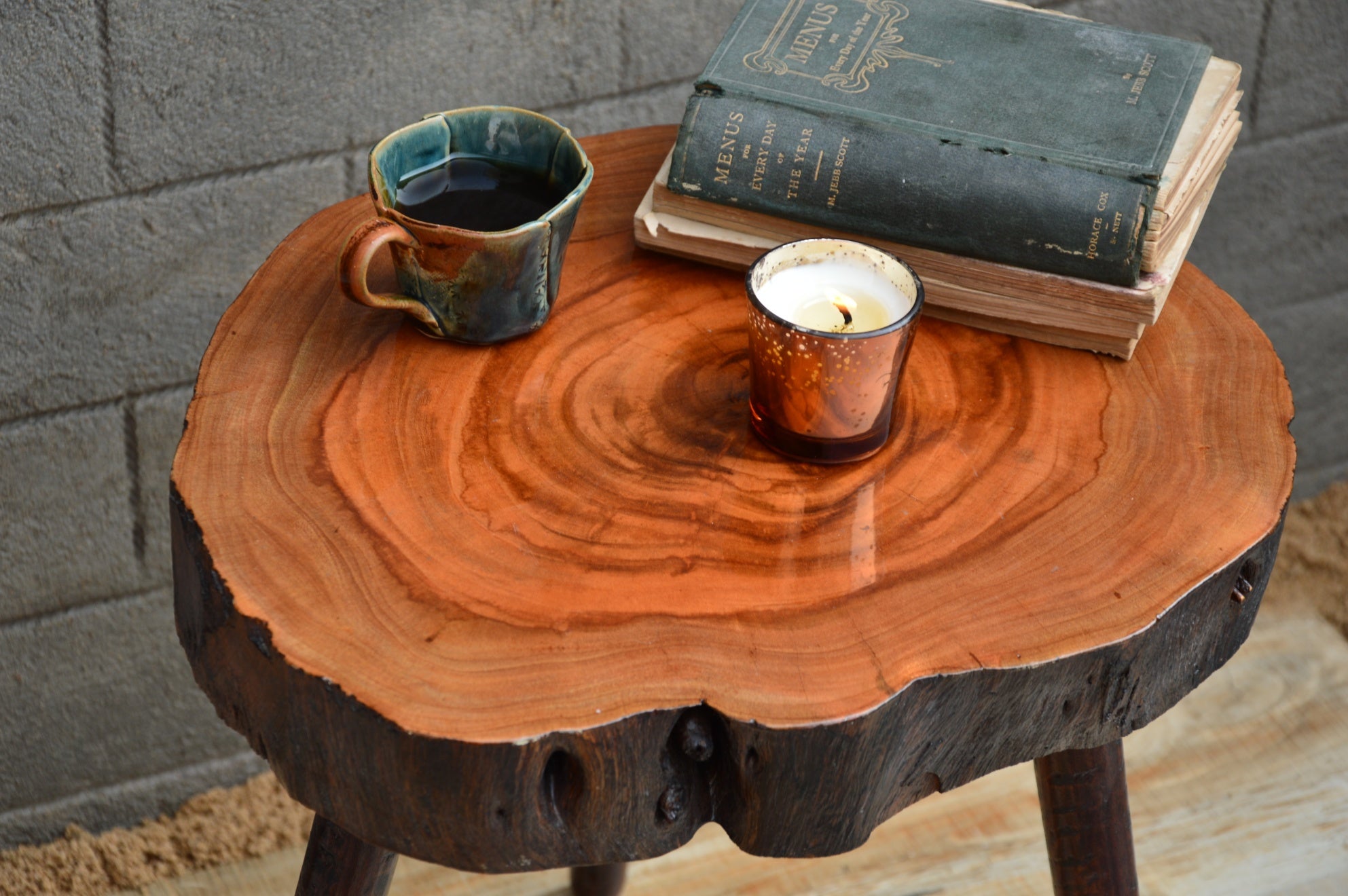 Rustic Log Corner Table