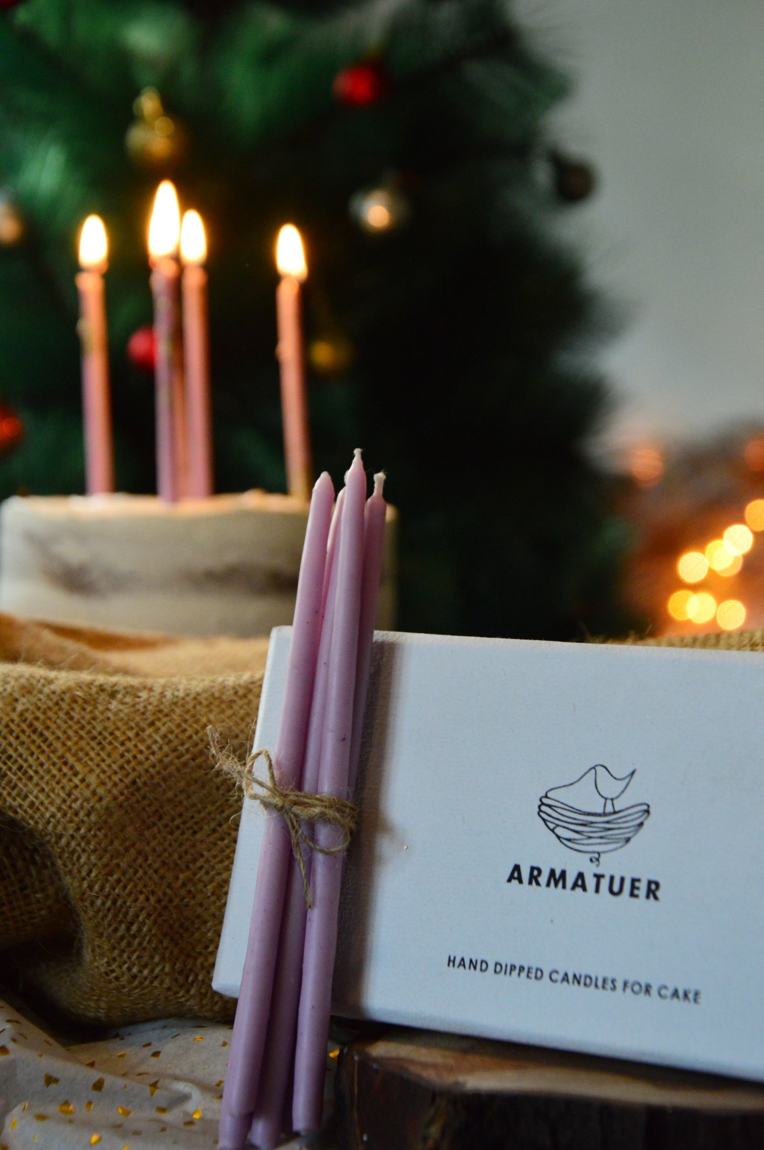 Lavender Hand Dipped Candles for Cake