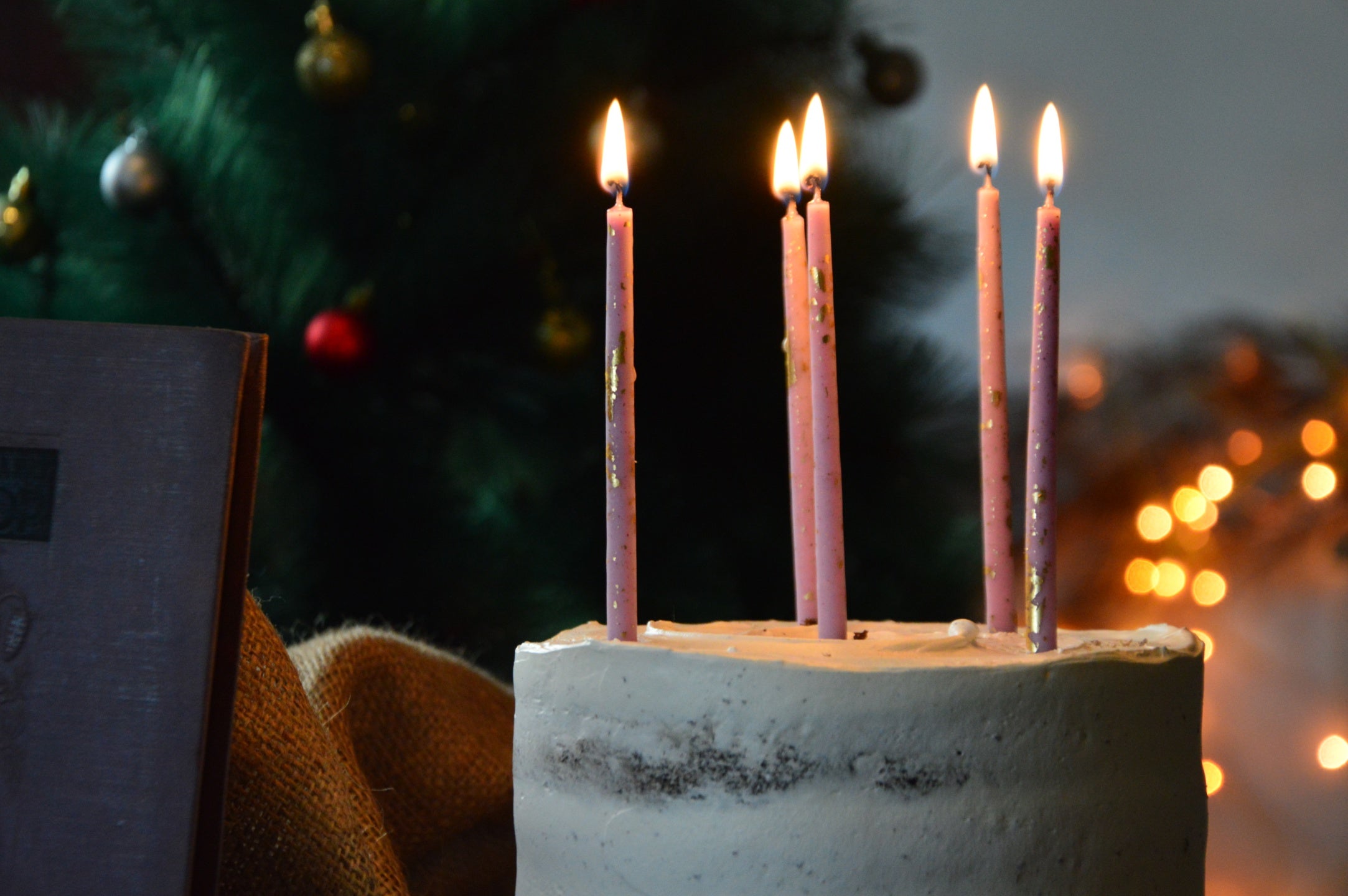 Lavender Shimmer Hand Dipped Candles for Cake