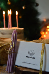 Lavender Shimmer Hand Dipped Candles for Cake