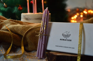 Lavender Shimmer Hand Dipped Candles for Cake