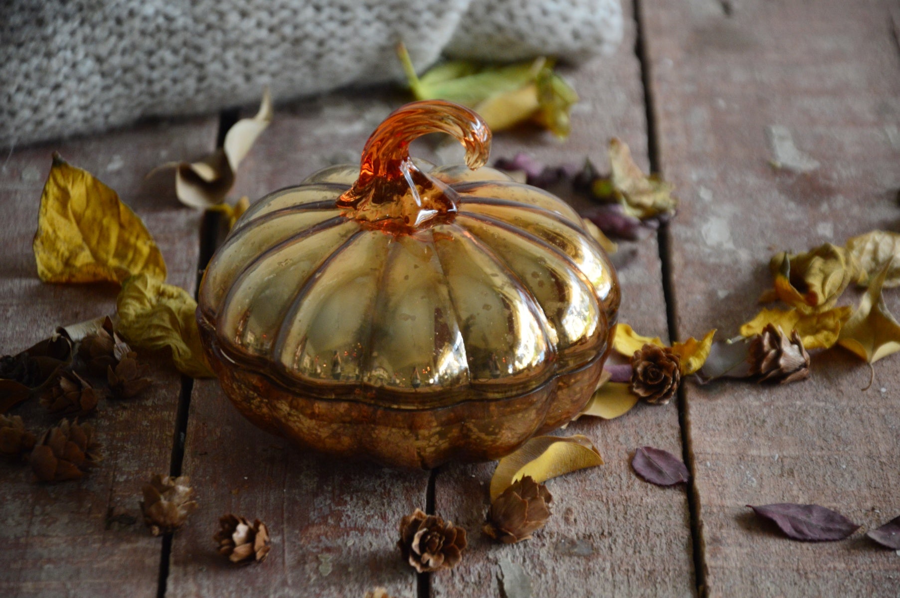 Harvest Spice Vintage Orange Glass Pumpkin Candle | Hazelnut Cappuccino