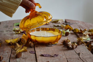 Harvest Spice Orange Glass Pumpkin Candle | Pumpkin Spice