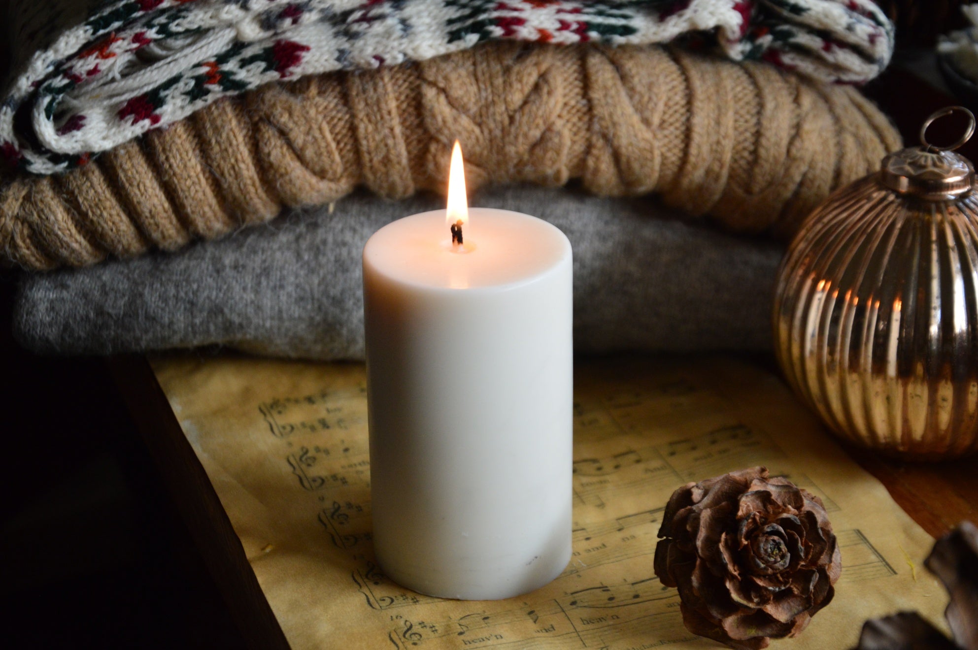 Sweater Weather | White pillar candle