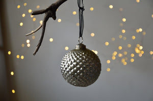 Pine Silver Glass Christmas Ornament | Large