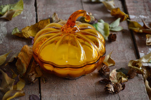 Harvest Spice Orange Glass Pumpkin Candle | Pumpkin Spice