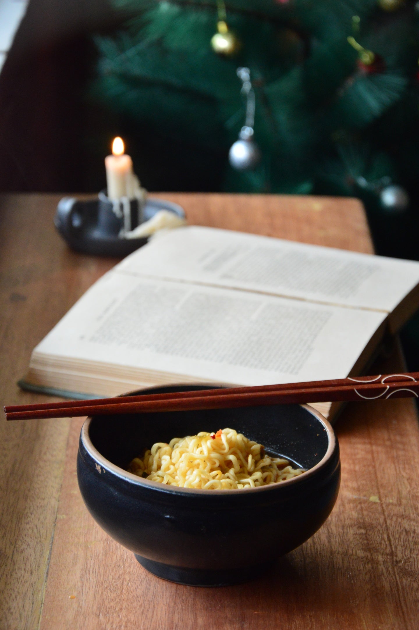 Ramen Bowl with Wooden Chopsticks | Matte Black
