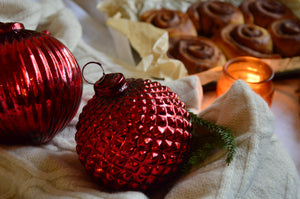 Pine Red Glass Christmas Ornament | Large