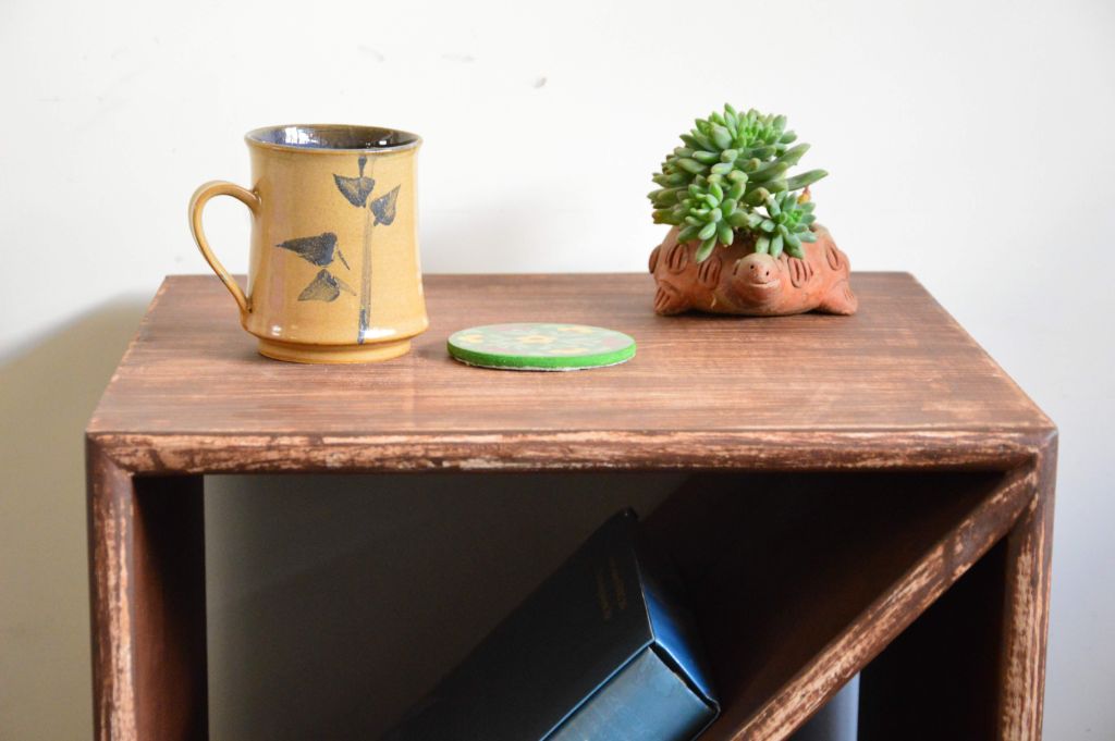 Side Table | Vintage Brown White