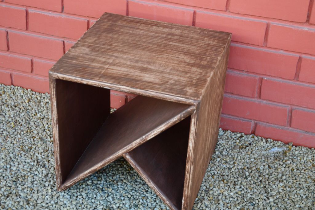 Side Table | Vintage Brown White