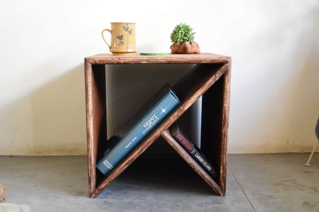 Side Table | Vintage Brown White