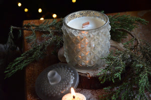 Icicles Frosted Silver Container Candle