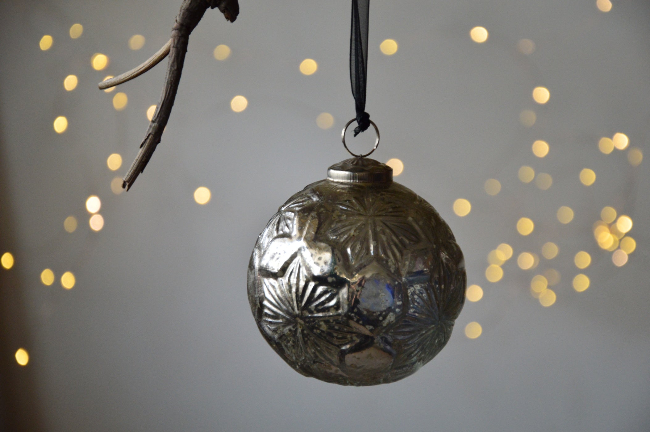 Snowflake Silver Glass Christmas Ornament | Large