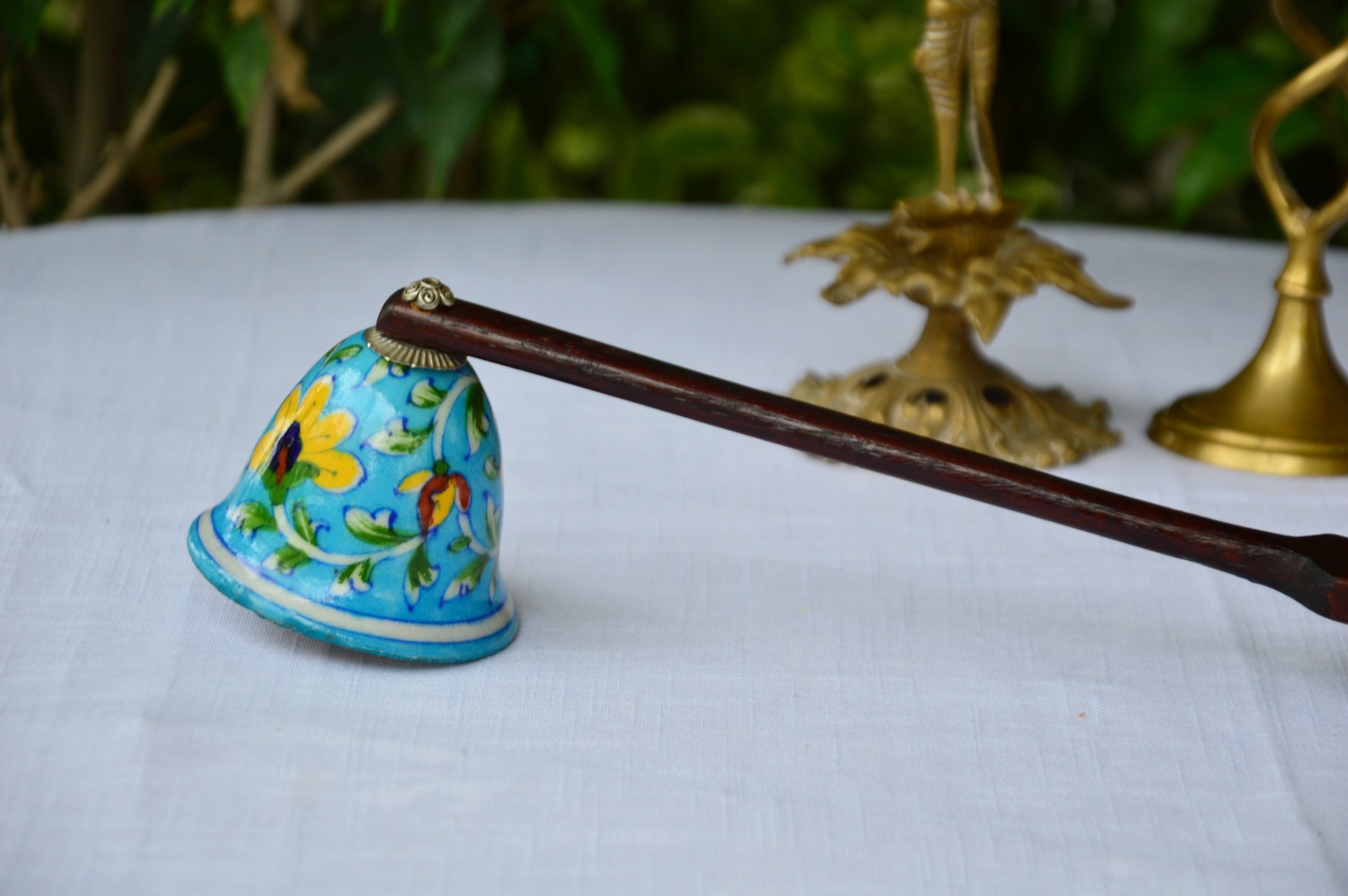 Floral Light Blue Ceramic Snuffer