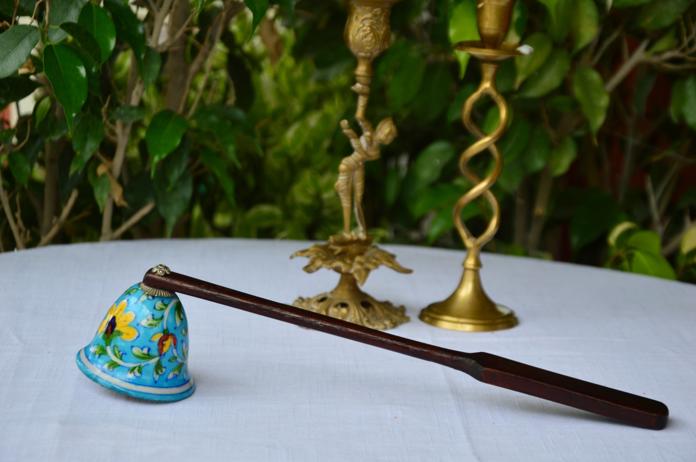 Floral Light Blue Ceramic Snuffer