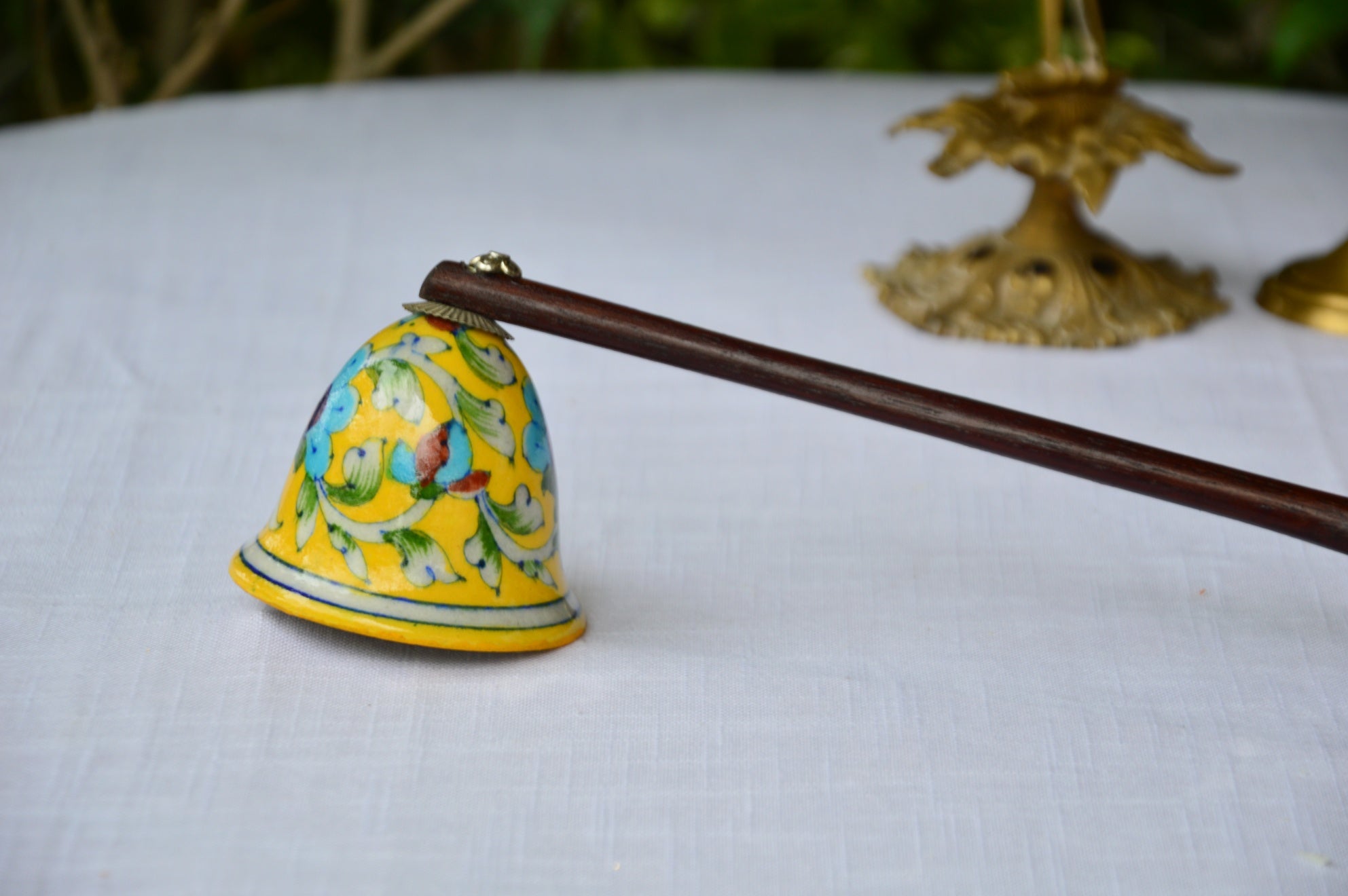 Floral Yellow Ceramic Snuffer