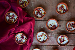 Terracotta Diyas with Rose Petals & Shimmer