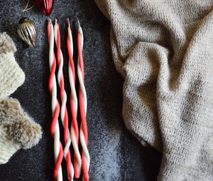 Candy Cane Lane Twisted Tapered Handdipped Candles