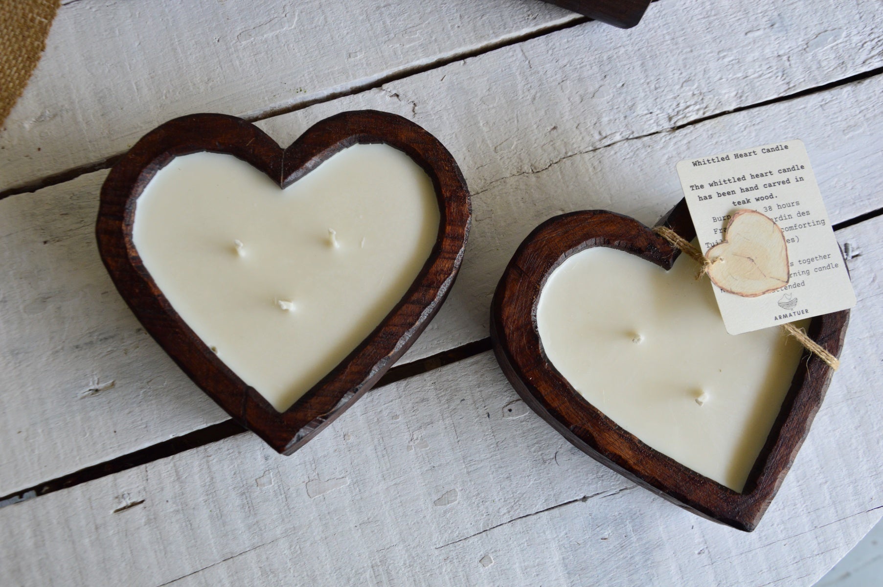 Whittled Wooden Heart | Mother's Day 3 Wick Candle