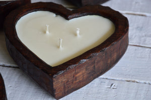 Whittled Wooden Heart | Mother's Day 3 Wick Candle