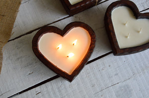 Whittled Wooden Heart | Mother's Day 3 Wick Candle