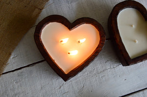 Whittled Wooden Heart | Mother's Day 3 Wick Candle