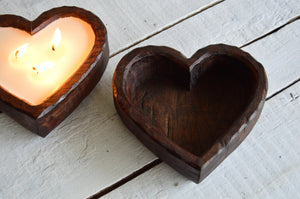 Whittled Wooden Heart | Mother's Day 3 Wick Candle