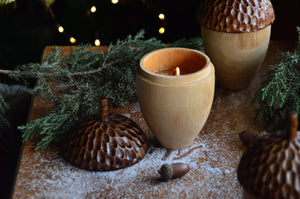 Acorn Wooden Candle Container